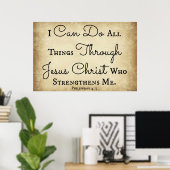 ピリピの聖書の聖句すべての事を行うことができる ポスター (ホームオフィス)