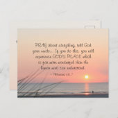 ピリピ人4:6祈すべてについて海の夕日 ポストカード (正面/裏面)