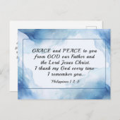 ピリピ1:2-3恵みと平安、聖書 ポストカード (正面/裏面)