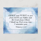ピリピ1:2-3恵みと平安、聖書 ポストカード (正面)