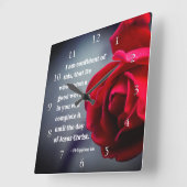 ピリピ1:6私はこの聖句に自信を持っている スクエア壁時計 (傾斜)