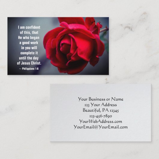 ピリピ1:6私はこの聖句に自信を持っている 名刺 (正面/裏面)