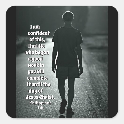 ピリピ1:6良い仕事を始めた者は聖書 スクエアシール (正面)