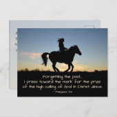 ピリピ3:13-14の忘れ過去、馬 ポストカード (正面/裏面)