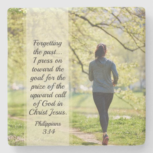ピリピ3:13-14忘れの過去 ストーンコースター (正面)