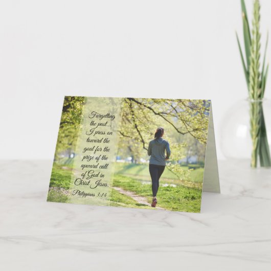 ピリピ3:13-14私はゴールに向かって押し寄せる カード (正面)
