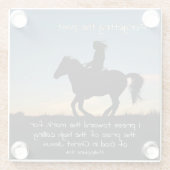 ピリピ3:13-14私はマークに向かって押す、馬 ガラスコースター (裏面)