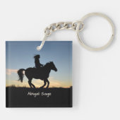 ピリピ3:13-14私はマークに向かって押す、馬 キーホルダー (裏面)