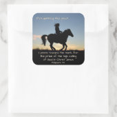 ピリピ3:13-14私はマークに向かって押す、馬 スクエアシール (バッグ)