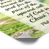 ピリピ3:14聖書の聖句、女ランニングの子の詩 ポスター (角)