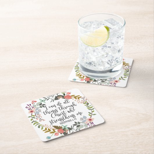 ピリピ4:13わたしはすべての事をすることができる スクエアペーパーコースター (インサイチュ)