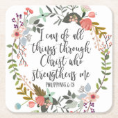ピリピ4:13わたしはすべての事をすることができる スクエアペーパーコースター (正面)