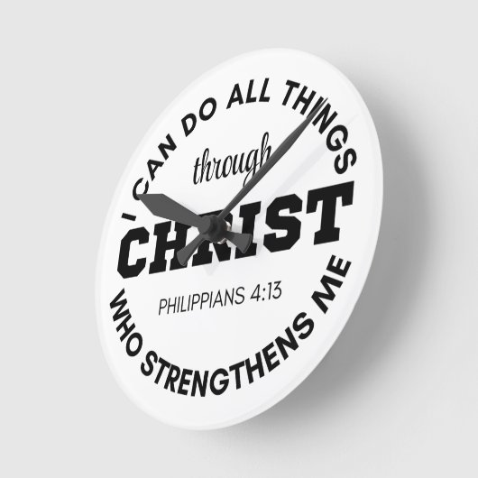 ピリピ4:13わたしはすべての事を行うことができる聖なる書物、 経典 ラウンド壁時計 (傾斜)