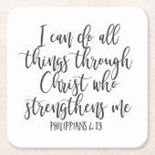 ピリピ4:13わたしはすべての事を行うことができる スクエアペーパーコースター (正面)