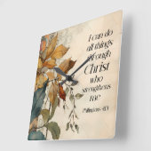 ピリピ4:13キリストの聖書を通して、すべてのもの スクエア壁時計 (傾斜)