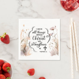 ピリピ4:13キリストの聖書を通して、すべてのもの スタンダードカクテルナプキン