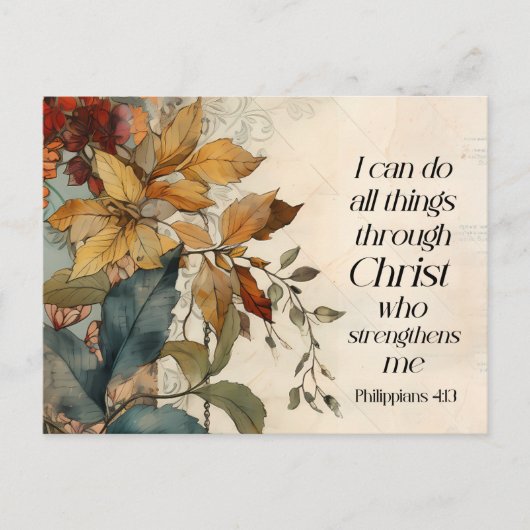 ピリピ4:13キリストの聖書を通して、すべてのもの ポストカード (正面)