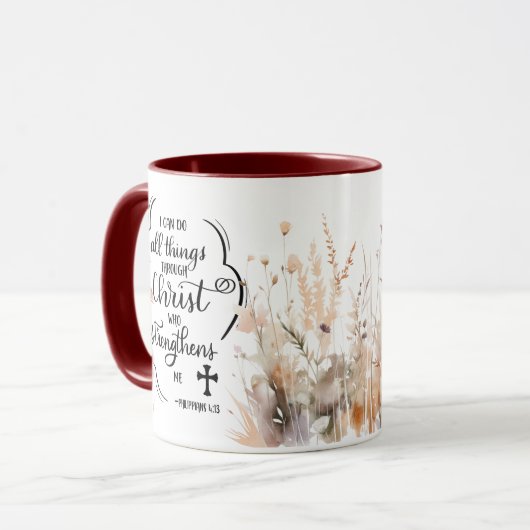 ピリピ4:13キリストの聖書を通して、すべてのもの マグカップ (正面左)