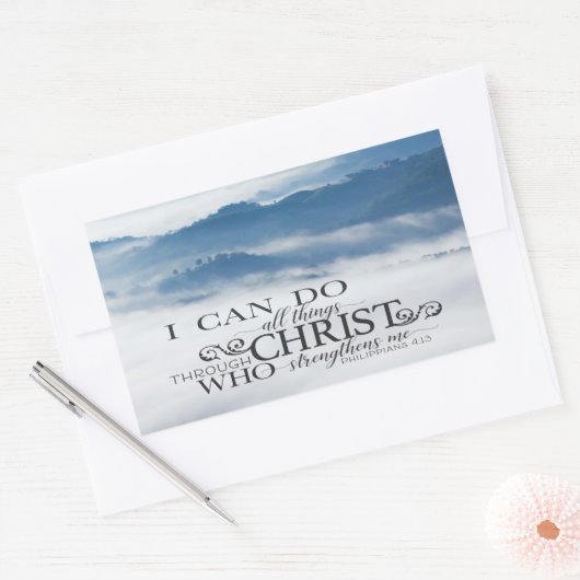ピリピ4:13キリストの聖書を通して、すべてのもの 長方形シール (封筒)