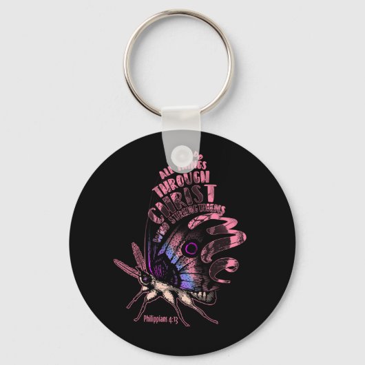 ピリピ4 13キリスト教聖書蝶 キーホルダー (正面)