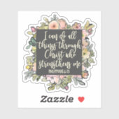 ピリピ4:13バイブル聖句パステルかわいらしフローラ シール (シート)