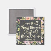 ピリピ4:13バイブル聖句パステルかわいらしフローラ マグネット (正面/裏面)