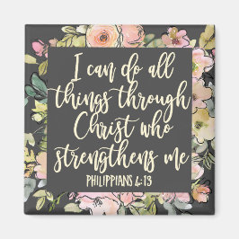 ピリピ4:13バイブル聖句パステルかわいらしフローラ マグネット