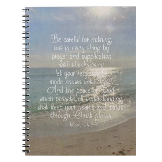 ピリピ4:13平和バイブル聖句ビーチ ノートブック (正面)