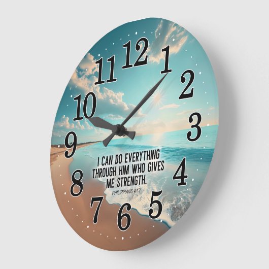 ピリピ4:13神の聖書の中で全てを行うことができる ラージ壁時計 (傾斜)