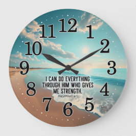 ピリピ4:13神の聖書の中で全てを行うことができる ラージ壁時計