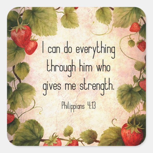 ピリピ4:13聖書の時代を超えたデザイン スクエアシール (正面)