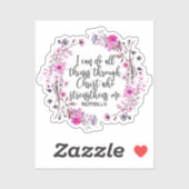 ピリピ4:13聖書の聖なる書物、 経典ピンクと紫 シール (シート)