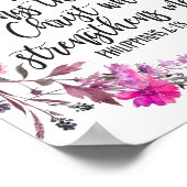 ピリピ4:13聖書の聖なる書物、 経典ピンクと紫 ポスター (角)