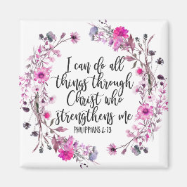 ピリピ4:13聖書の聖なる書物、 経典ピンクと紫 マグネット