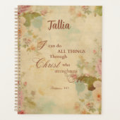 ピリピ4:13聖書の聖なる書物、 経典フローラ プランナー手帳 (正面)