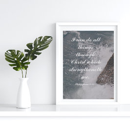 ピリピ4:13聖書の聖句の威厳のある海 ポスター