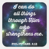 ピリピ4:13聖書の詩 スクエアシール (正面)