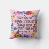 ピリピ4:13聖書聖なる書物、 経典フォークアートフローラ クッション (裏面)