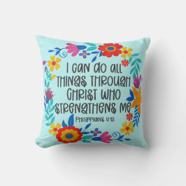 ピリピ4:13聖書聖なる書物、 経典フォークアートフローラ クッション