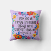 ピリピ4:13聖書聖なる書物、 経典フォークアートフローラ クッション (裏面)
