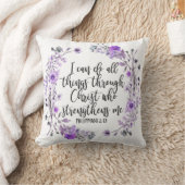 ピリピ4:13聖書聖なる書物、 経典紫ラベンダー クッション (ブランケット)