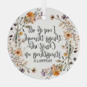 ピリピ4:13聖書聖なる書物、 経典聖句フローラボホ ガラスオーナメント (裏面)