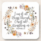 ピリピ4:13聖書聖なる書物、 経典聖句フローラボホ コースター (正面)