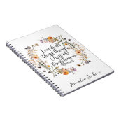 ピリピ4:13聖書聖なる書物、 経典聖句フローラ ノートブック (右側)