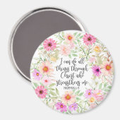 ピリピ4:13聖書聖なる書物、 経典聖句フローラ マグネット (正面/裏面)