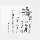 ピリピ4:13聖書聖なる書物、 経典KJV引用文 フリースブランケット (正面(横))