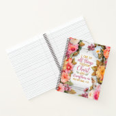 ピリピ4:13、木にピンクの花を付ける ノートブック (内部)