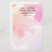 ピリピ4:13、聖書の聖句 便箋 (正面/裏面)