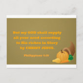 ピリピ4:19しかし私の神は全てのあなたの神を与える ポストカード (正面)