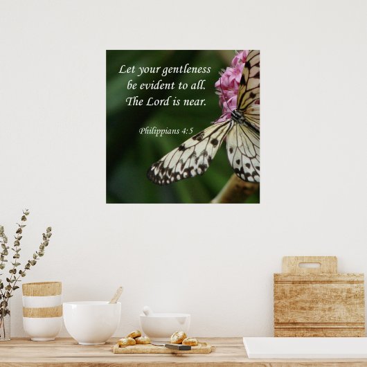 ピリピ4:5蝶の花 ポスター (キッチン)